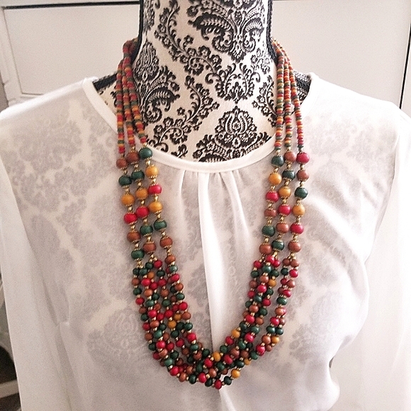 Layered, Multi Strand Beaded Necklace - Picture 9 of 13